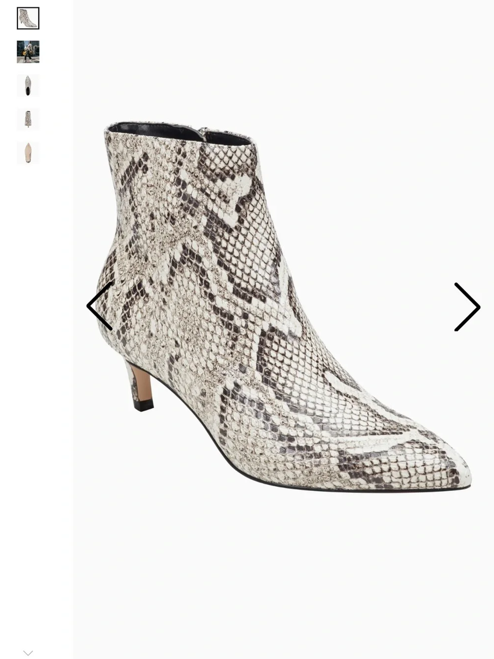 Marc Fisher Itzia Snake-Print Pointed Kitten Heel Ankle Boot
